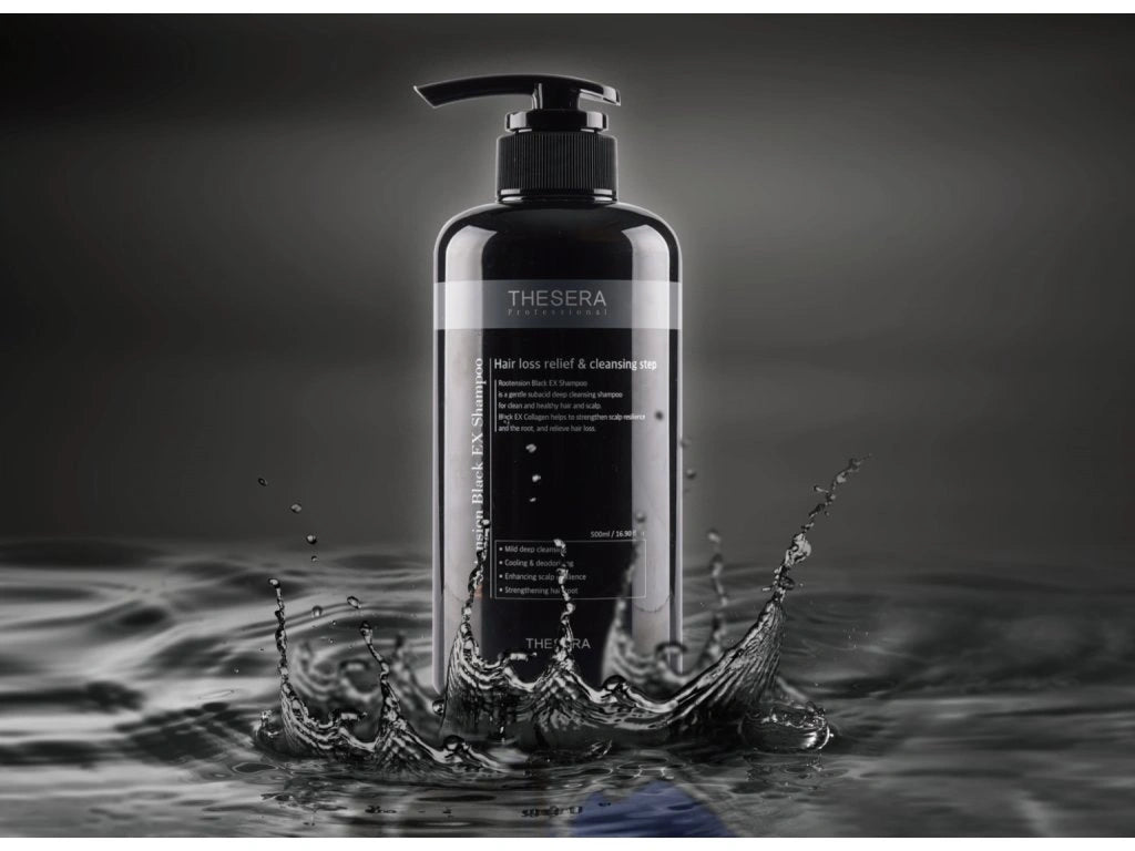THESERA ROOTENSION BLACK EX SHAMPOO | Spēcīgas iedarbības šampūns pret matu izkrišanu, 500 ml